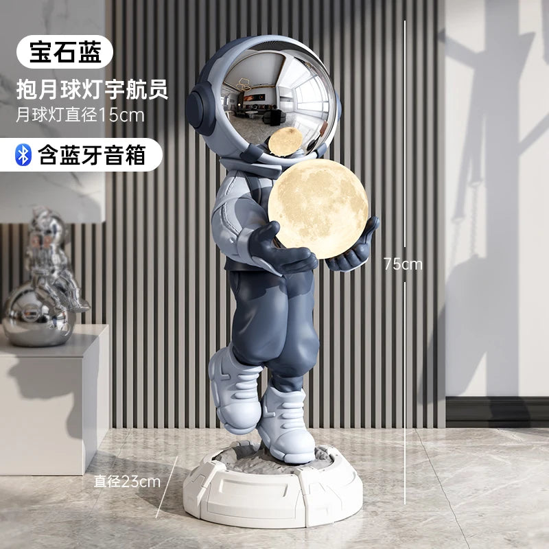 Home Decor Creative Luminous Astronaut Statues Floor Decor Nordic Living Room Large Welcome Sculpture Art Astronaut Lamp Statues