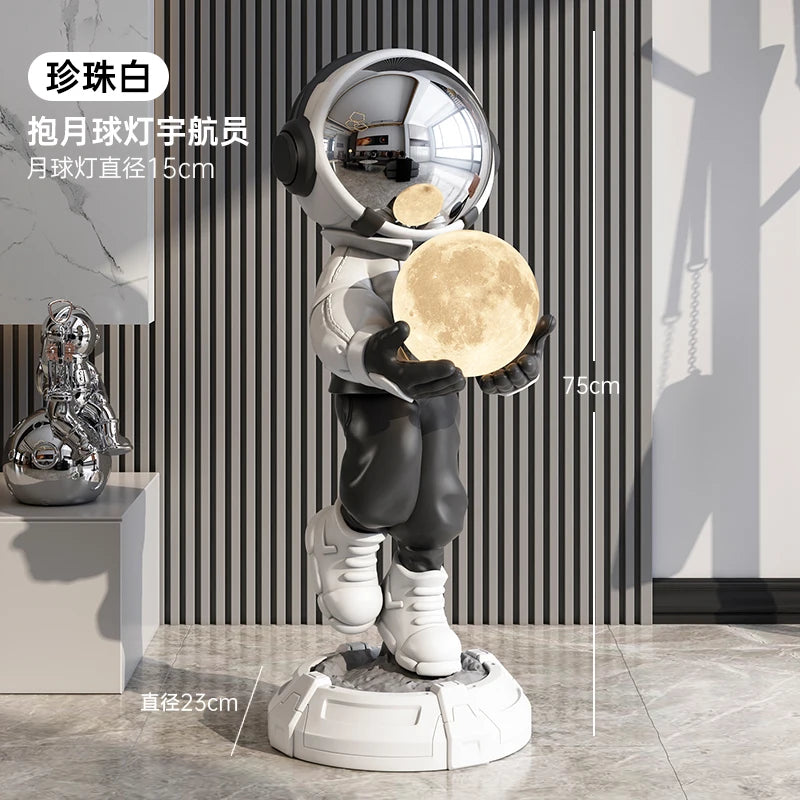 Home Decor Creative Luminous Astronaut Statues Floor Decor Nordic Living Room Large Welcome Sculpture Art Astronaut Lamp Statues
