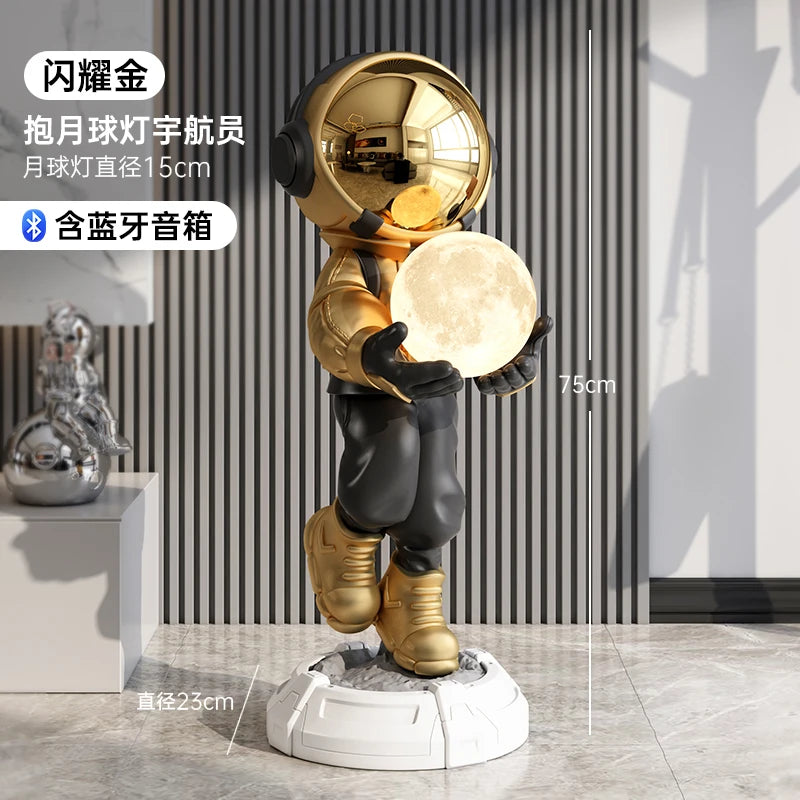 Home Decor Creative Luminous Astronaut Statues Floor Decor Nordic Living Room Large Welcome Sculpture Art Astronaut Lamp Statues