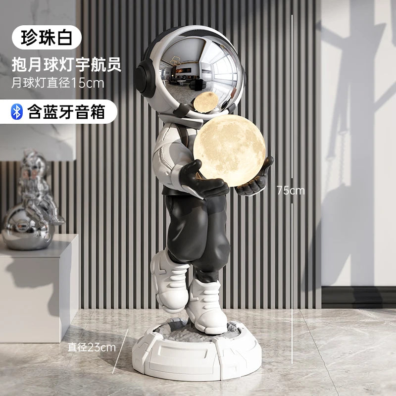 Home Decor Creative Luminous Astronaut Statues Floor Decor Nordic Living Room Large Welcome Sculpture Art Astronaut Lamp Statues