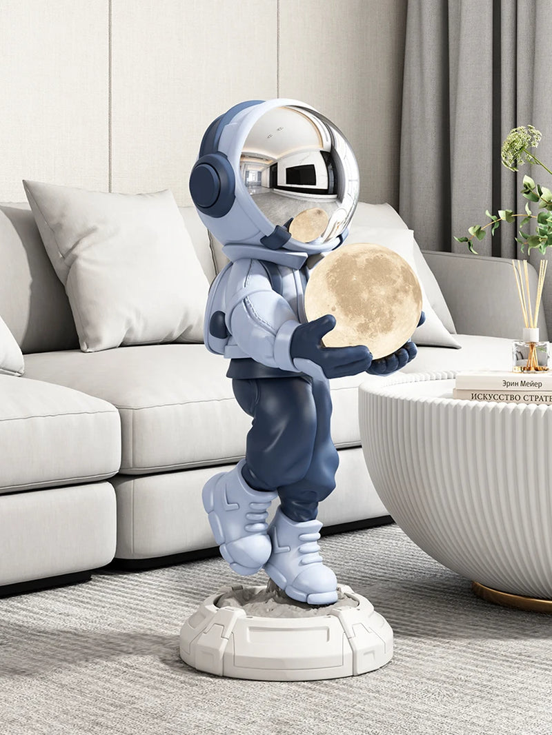 Home Decor Creative Luminous Astronaut Statues Floor Decor Nordic Living Room Large Welcome Sculpture Art Astronaut Lamp Statues