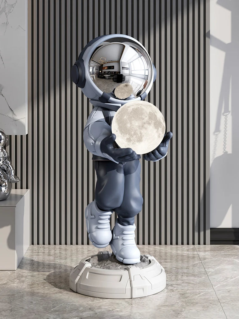 Home Decor Creative Luminous Astronaut Statues Floor Decor Nordic Living Room Large Welcome Sculpture Art Astronaut Lamp Statues