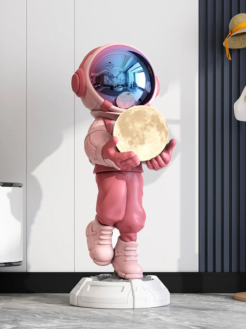 Home Decor Creative Luminous Astronaut Statues Floor Decor Nordic Living Room Large Welcome Sculpture Art Astronaut Lamp Statues
