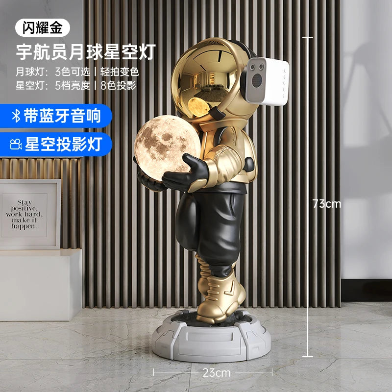 Home Decor Creative Luminous Astronaut Statues Floor Decor Nordic Living Room Large Welcome Sculpture Art Astronaut Lamp Statues