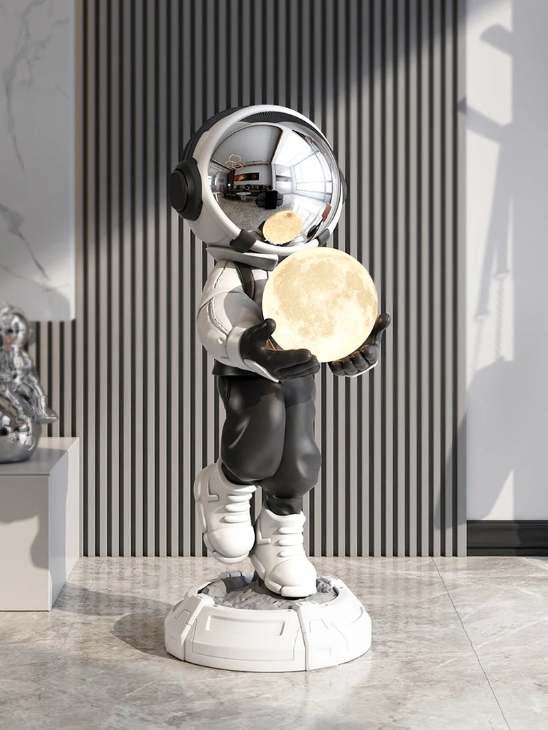 Home Decor Creative Luminous Astronaut Statues Floor Decor Nordic Living Room Large Welcome Sculpture Art Astronaut Lamp Statues