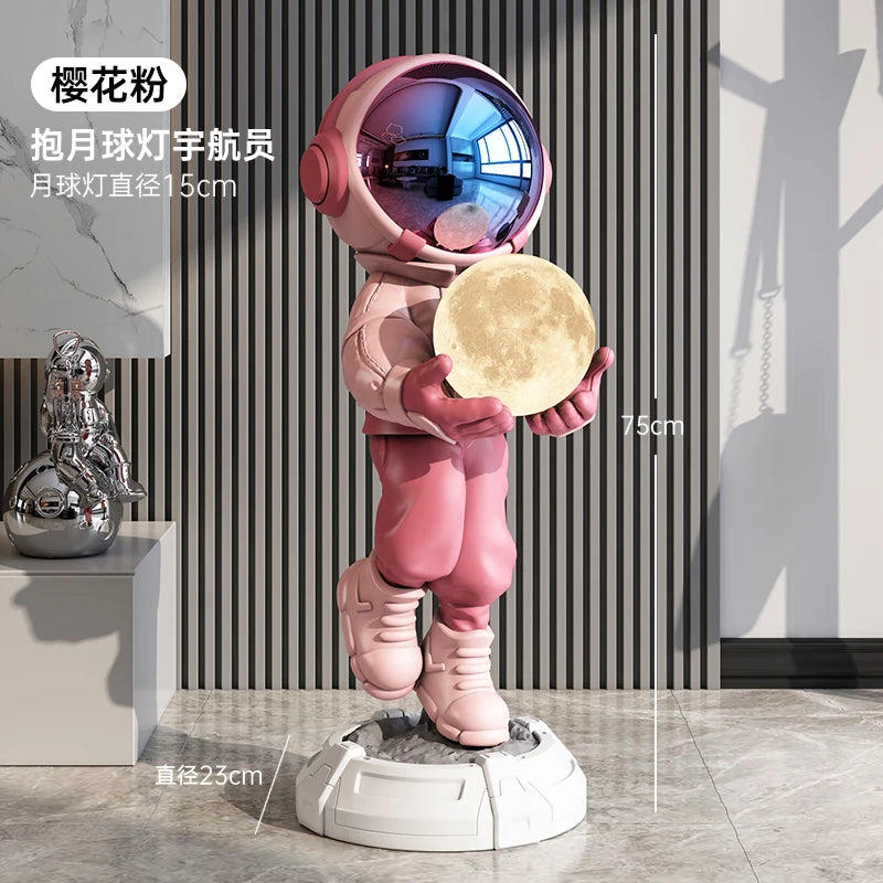 Home Decor Creative Luminous Astronaut Statues Floor Decor Nordic Living Room Large Welcome Sculpture Art Astronaut Lamp Statues