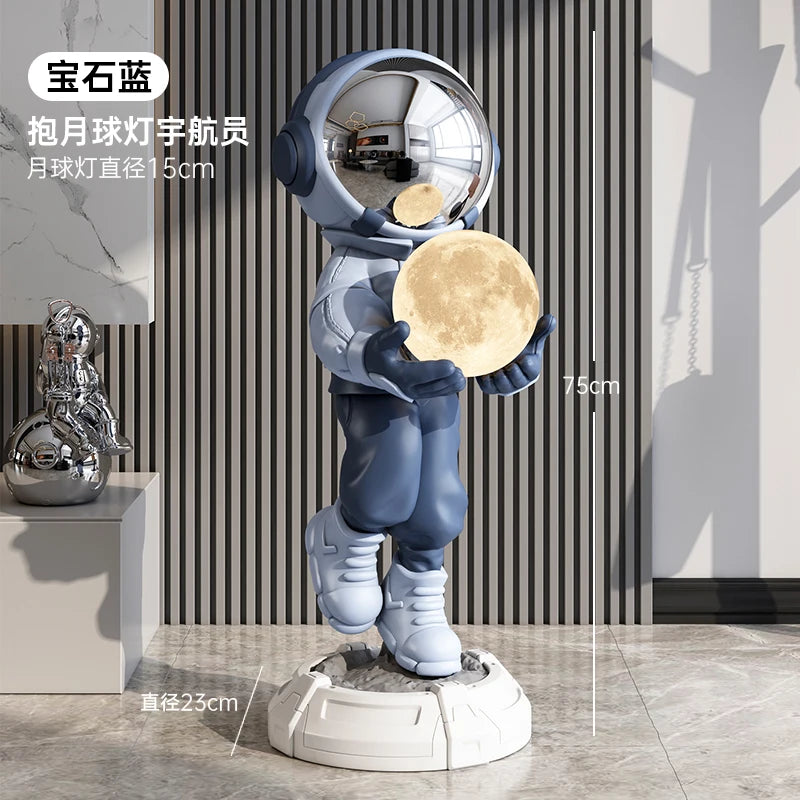 Home Decor Creative Luminous Astronaut Statues Floor Decor Nordic Living Room Large Welcome Sculpture Art Astronaut Lamp Statues