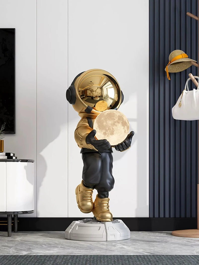 Home Decor Creative Luminous Astronaut Statues Floor Decor Nordic Living Room Large Welcome Sculpture Art Astronaut Lamp Statues